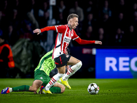 PSV Eindhoven forward Noa Lang during the match between PSV and Sporting CP at the Philips Stadium for the UEFA Champions League phase match...