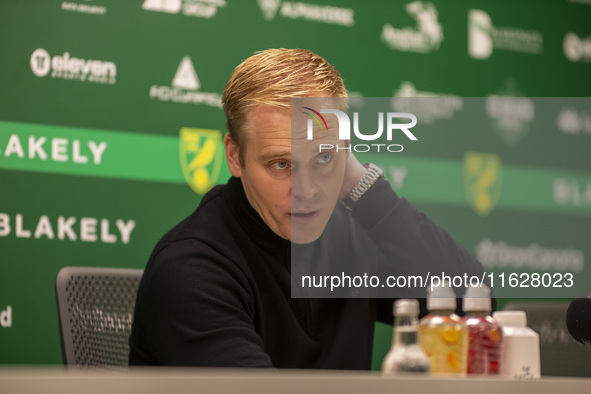 During the Sky Bet Championship match between Norwich City and Leeds United at Carrow Road in Norwich, England, on October 1, 2024. 