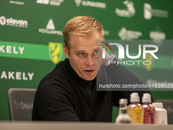 During the Sky Bet Championship match between Norwich City and Leeds United at Carrow Road in Norwich, England, on October 1, 2024. (