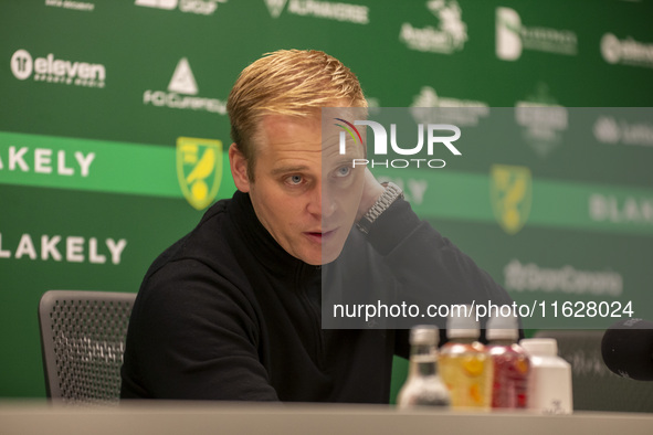 During the Sky Bet Championship match between Norwich City and Leeds United at Carrow Road in Norwich, England, on October 1, 2024. 