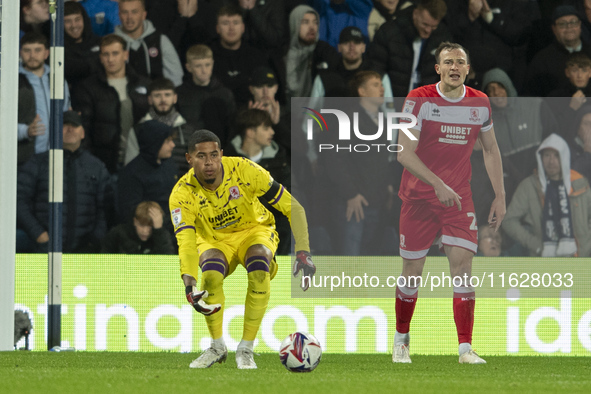 Middlesbrough goalkeeper Seny Dieng rolls the ball out during the Sky Bet Championship match between West Bromwich Albion and Middlesbrough...