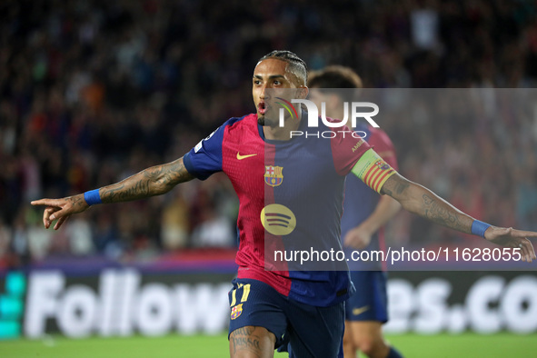 Raphinha Dias celebrates a goal during the match between FC Barcelona and BSC Young Boys in the week 2 of the League Stage of the UEFA Champ...