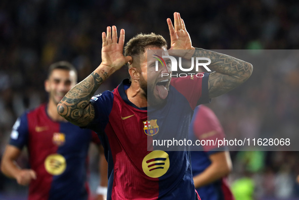 Inigo Martinez celebrates a goal during the match between FC Barcelona and BSC Young Boys in the week 2 of the League Stage of the UEFA Cham...