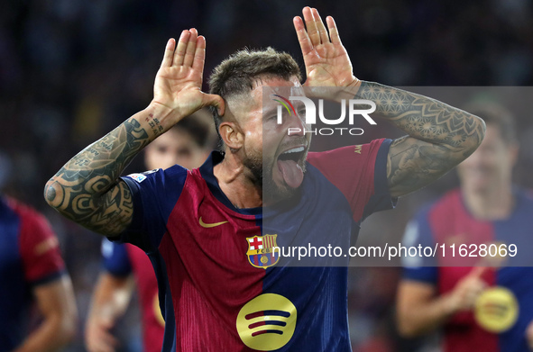 Raphinha Dias celebrates a goal during the match between FC Barcelona and BSC Young Boys in the week 2 of the League Stage of the UEFA Champ...