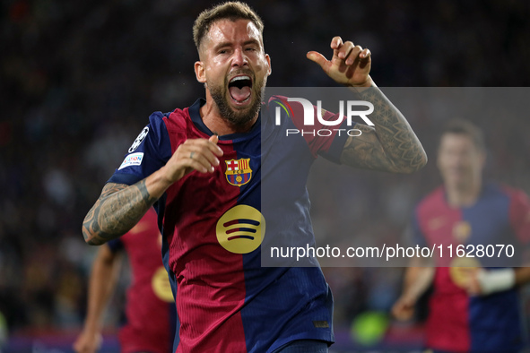 Inigo Martinez celebrates a goal during the match between FC Barcelona and BSC Young Boys in the week 2 of the League Stage of the UEFA Cham...