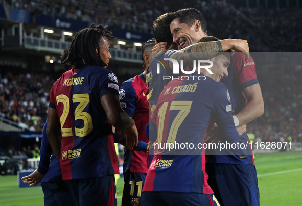 Inigo Martinez celebrates a goal during the match between FC Barcelona and BSC Young Boys in the week 2 of the League Stage of the UEFA Cham...