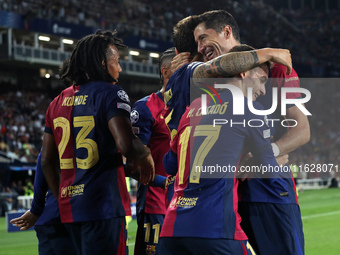 Inigo Martinez celebrates a goal during the match between FC Barcelona and BSC Young Boys in the week 2 of the League Stage of the UEFA Cham...