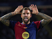 Inigo Martinez celebrates a goal during the match between FC Barcelona and BSC Young Boys in the week 2 of the League Stage of the UEFA Cham...