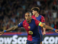 Raphinha Dias celebrates a goal during the match between FC Barcelona and BSC Young Boys in the week 2 of the League Stage of the UEFA Champ...