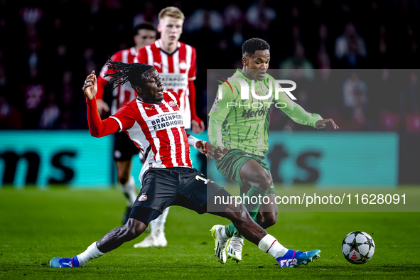 PSV Eindhoven forward Johan Bakayoko plays during the match between PSV and Sporting CP at the Philips Stadium for the UEFA Champions League...