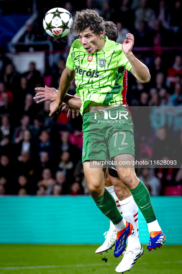 Sporting Club Portugal defender Eduardo Quaresma participates in the match between PSV and Sporting CP at the Philips Stadium for the UEFA C...