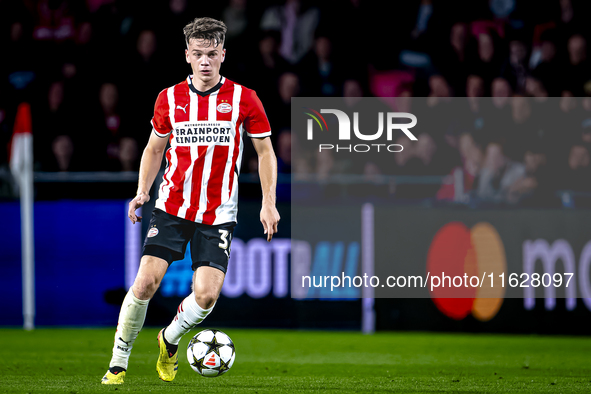 PSV Eindhoven defender Matteo Dams during the match between PSV and Sporting CP at the Philips Stadium for the UEFA Champions League phase m...