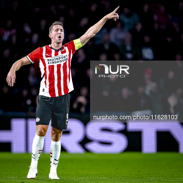 PSV Eindhoven forward Luuk de Jong plays during the match between PSV and Sporting CP at the Philips Stadium for the UEFA Champions League p...