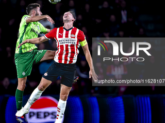 Sporting Club Portugal defender Goncalo Inacio and PSV Eindhoven forward Luuk de Jong during the match PSV vs. Sporting CP at the Philips St...