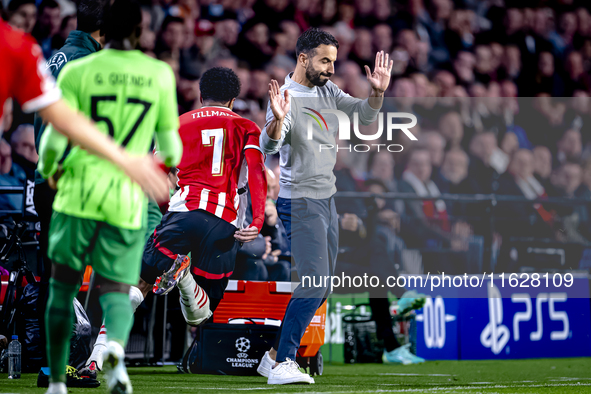 Sporting Club Portugal trainer Ruben Amorim during the match PSV - Sporting CP at the Philips Stadium for the UEFA Champions League phase ma...