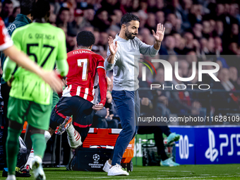 Sporting Club Portugal trainer Ruben Amorim during the match PSV - Sporting CP at the Philips Stadium for the UEFA Champions League phase ma...