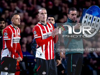 PSV Eindhoven forward Noa Lang and PSV Eindhoven defender Rick Karsdorp during the match PSV vs. Sporting CP at the Philips Stadium for the...