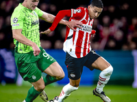 Sporting Club Portugal forward Viktor Gyokeres and PSV Eindhoven defender Mauro Junior during the match PSV vs. Sporting CP at the Philips S...