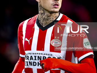 PSV Eindhoven forward Noa Lang plays during the match between PSV and Sporting CP at the Philips Stadium for the UEFA Champions League phase...