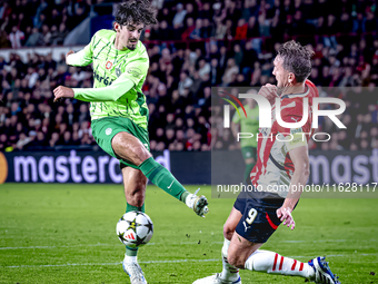 Sporting Club Portugal forward Francisco Trincao and PSV Eindhoven forward Luuk de Jong play during the match PSV vs. Sporting CP at the Phi...