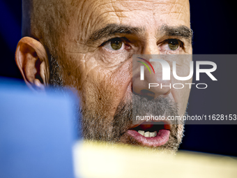 PSV Eindhoven trainer Peter Bosz during the press conference after the match, during the match PSV - Sporting CP at the Philips Stadium for...