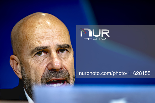 PSV Eindhoven trainer Peter Bosz during the press conference after the match, during the match PSV - Sporting CP at the Philips Stadium for...