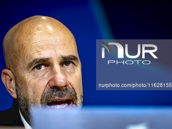 PSV Eindhoven trainer Peter Bosz during the press conference after the match, during the match PSV - Sporting CP at the Philips Stadium for...