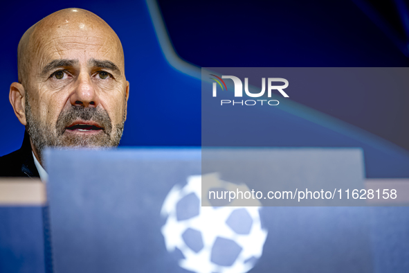 PSV Eindhoven trainer Peter Bosz during the press conference after the match, during the match PSV - Sporting CP at the Philips Stadium for...