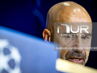 PSV Eindhoven trainer Peter Bosz during the press conference after the match, during the match PSV - Sporting CP at the Philips Stadium for...