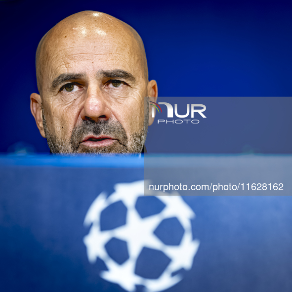 PSV Eindhoven trainer Peter Bosz during the press conference after the match, during the match PSV - Sporting CP at the Philips Stadium for...