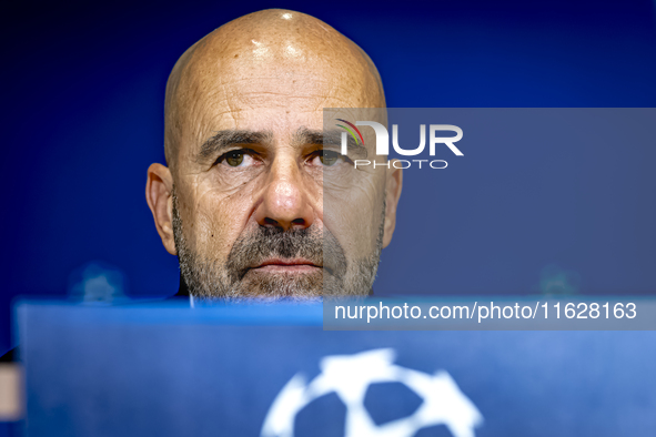 PSV Eindhoven trainer Peter Bosz during the press conference after the match, during the match PSV - Sporting CP at the Philips Stadium for...