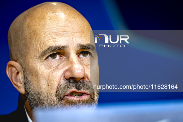 PSV Eindhoven trainer Peter Bosz during the press conference after the match, during the match PSV - Sporting CP at the Philips Stadium for...