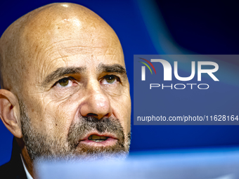 PSV Eindhoven trainer Peter Bosz during the press conference after the match, during the match PSV - Sporting CP at the Philips Stadium for...