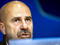 PSV Eindhoven trainer Peter Bosz during the press conference after the match, during the match PSV - Sporting CP at the Philips Stadium for...