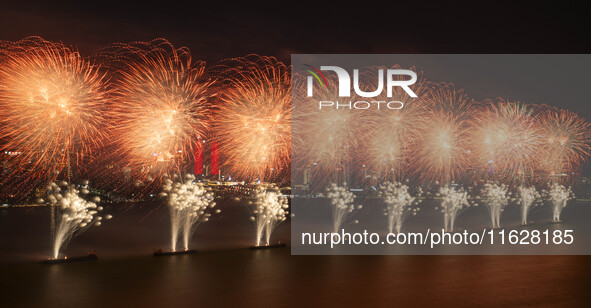 A National Day fireworks party takes place in Nanchang, China, on October 1, 2024. 