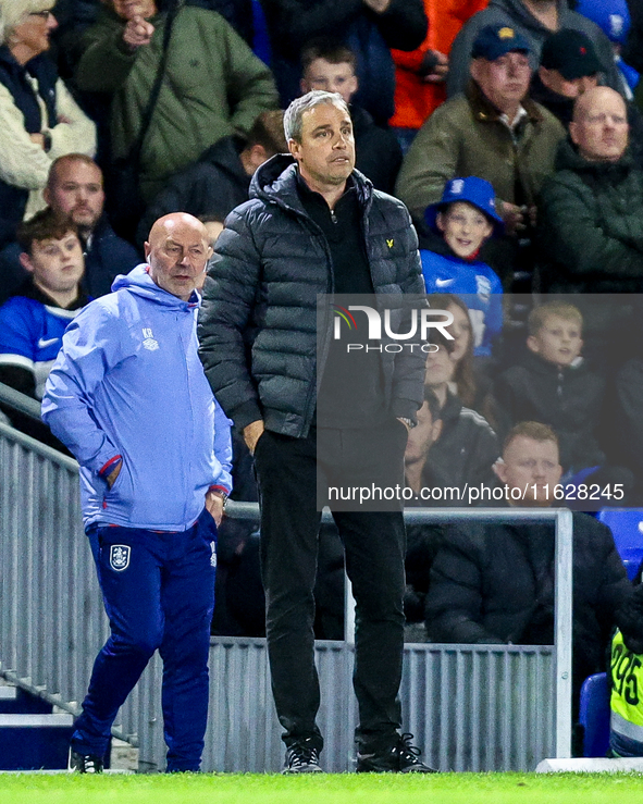 Huddersfield manager, Michael Duff, during the Sky Bet League 1 match between Birmingham City and Huddersfield Town at St Andrews @ Knighthe...