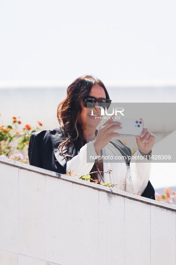 Karla Sofia Gascon arrives at the photocall of Emilia Perez in Cannes, France, on May 19, 2024, during the 77th Festival de Cannes 