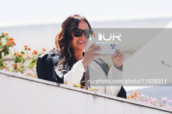 Karla Sofia Gascon arrives at the photocall of Emilia Perez in Cannes, France, on May 19, 2024, during the 77th Festival de Cannes 