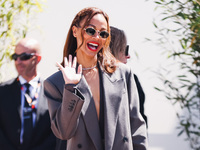 Zoe Saldana arrives at the photocall of Emilia Perez in Cannes, France, on May 19, 2024, during the 77th Festival de Cannes (