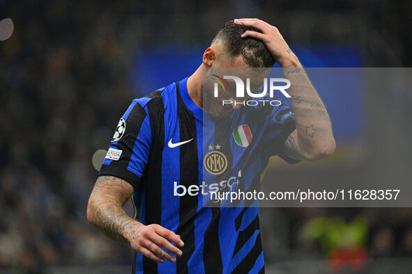 Marko Arnautovic of F.C. Inter is in action during the UEFA Champions League 2024/25 League Phase MD2 match between F.C. Inter and F.K. Crve...