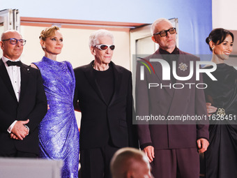 Diane Kruger, Vincent Cassel, and David Cronenberg attend the red carpet for the premiere of The Shrouds during the 77th Festival de Cannes...