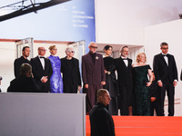 Diane Kruger, Vincent Cassel, and David Cronenberg attend the red carpet for the premiere of The Shrouds during the 77th Festival de Cannes...