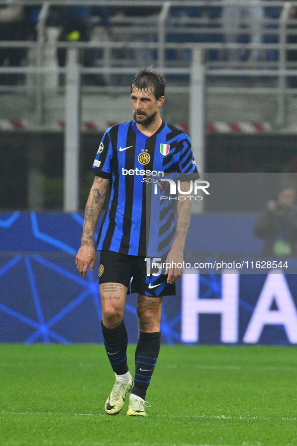 Francesco Acerbi of F.C. Inter during the UEFA Champions League 2024/25 League Phase MD2 match between F.C. Inter and F.K. Crvena Zvezda at...