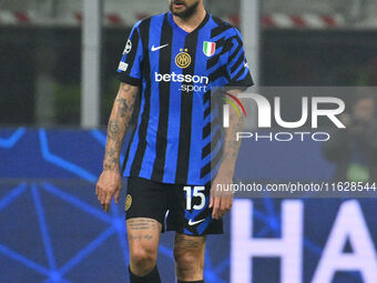 Francesco Acerbi of F.C. Inter during the UEFA Champions League 2024/25 League Phase MD2 match between F.C. Inter and F.K. Crvena Zvezda at...