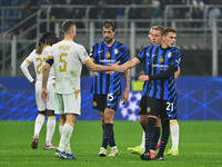 Uros Spajic of FK Crvena Zvezda, Francesco Acerbi, and Kristjan Asllani of F.C. Inter during the UEFA Champions League 2024/25 League Phase...