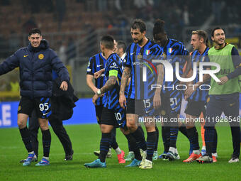 Francesco Acerbi of F.C. Inter during the UEFA Champions League 2024/25 League Phase MD2 match between F.C. Inter and F.K. Crvena Zvezda at...