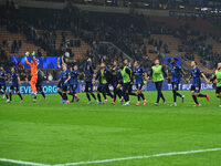 F.C. Inter team greets the fans during the UEFA Champions League 2024/25 League Phase MD2 match between F.C. Inter and F.K. Crvena Zvezda at...