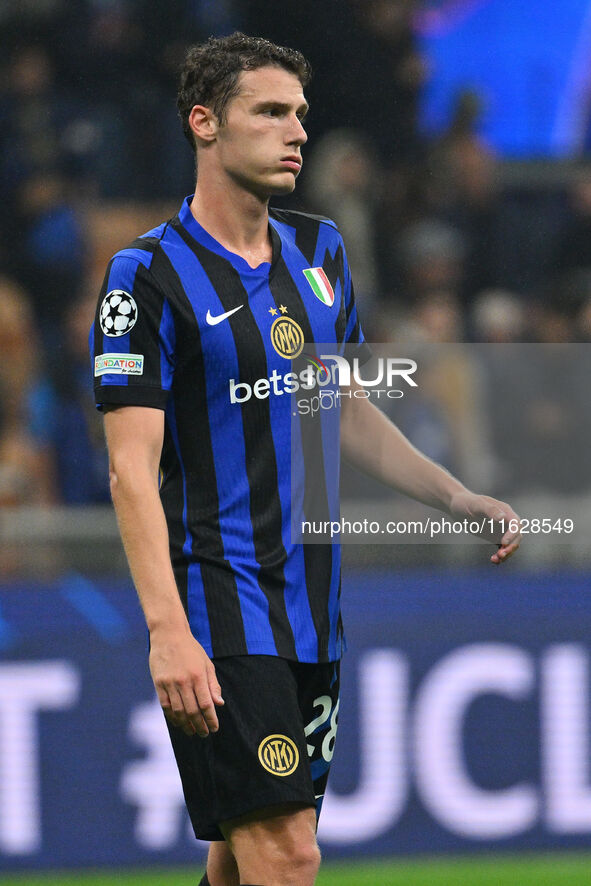 Benjamin Pavard of F.C. Inter during the UEFA Champions League 2024/25 League Phase MD2 match between F.C. Inter and F.K. Crvena Zvezda at S...