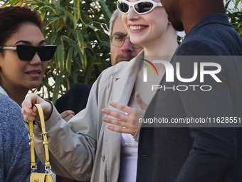 Hunter Schafer arrives at the photocall of Kinds of Kindness during the 77th Festival de Cannes in Cannes, France, on May 18, 2024 (