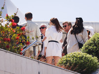 Emma Stone arrives at the photocall of Kinds of Kindness during the 77th Festival de Cannes in Cannes, France, on May 18, 2024 (